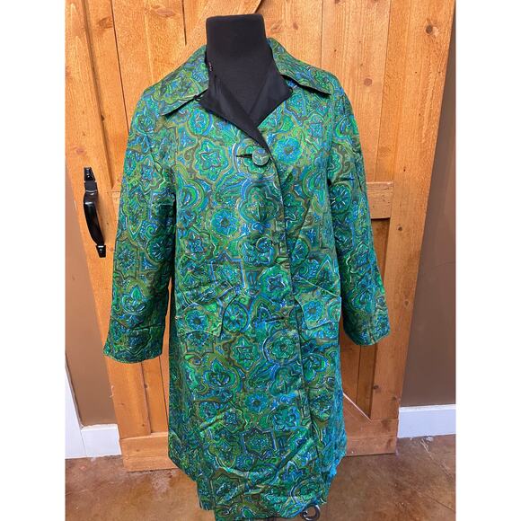 Women's Large Reversible Trapeze Coat Jacket Water Resistance Lightweight - Picture 3 of 7